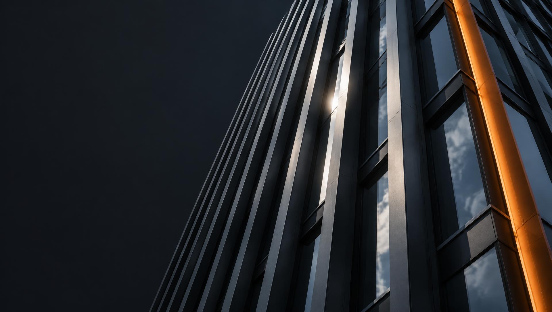 Modern architectural structure with an orange accent